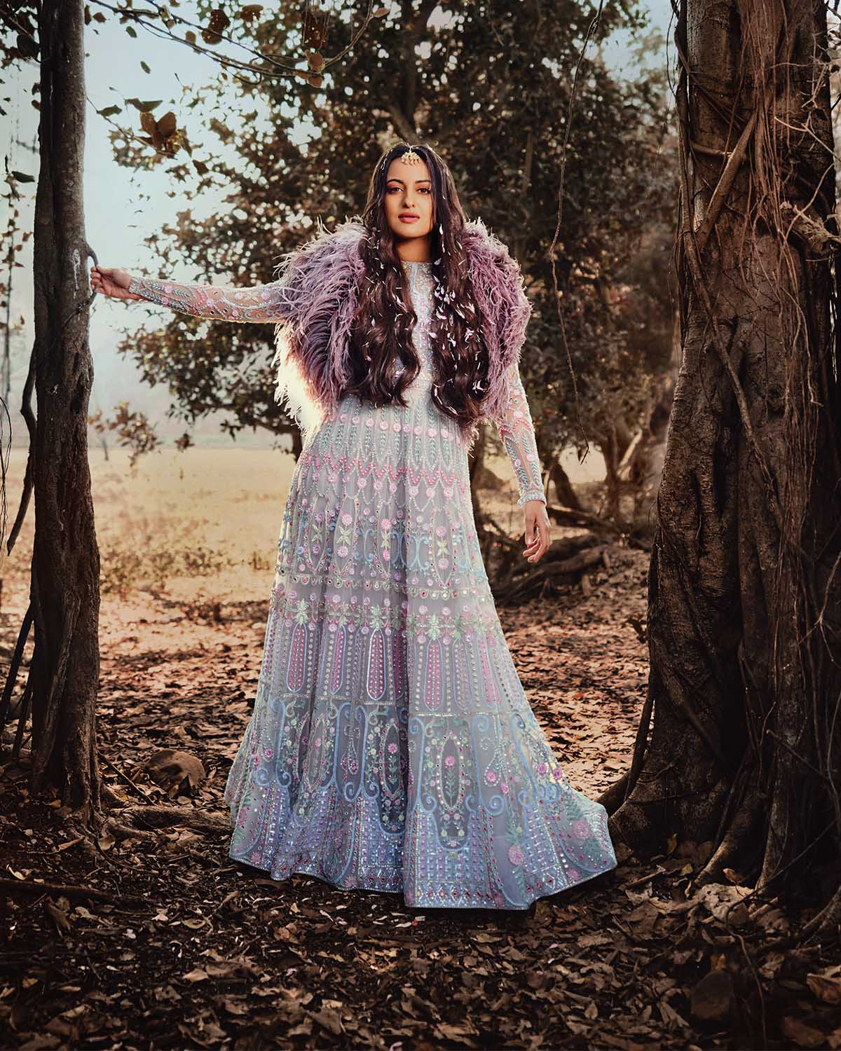 Sonakshi Sinha Multicolored, Foliage Embroidered Anarkali.
