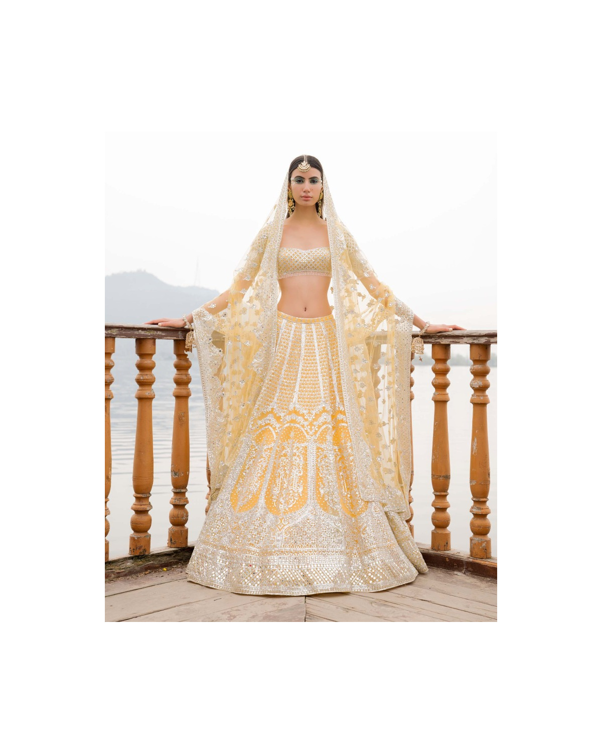 Amira Mimosa Yellow Lehenga Set With Chrome Applique
