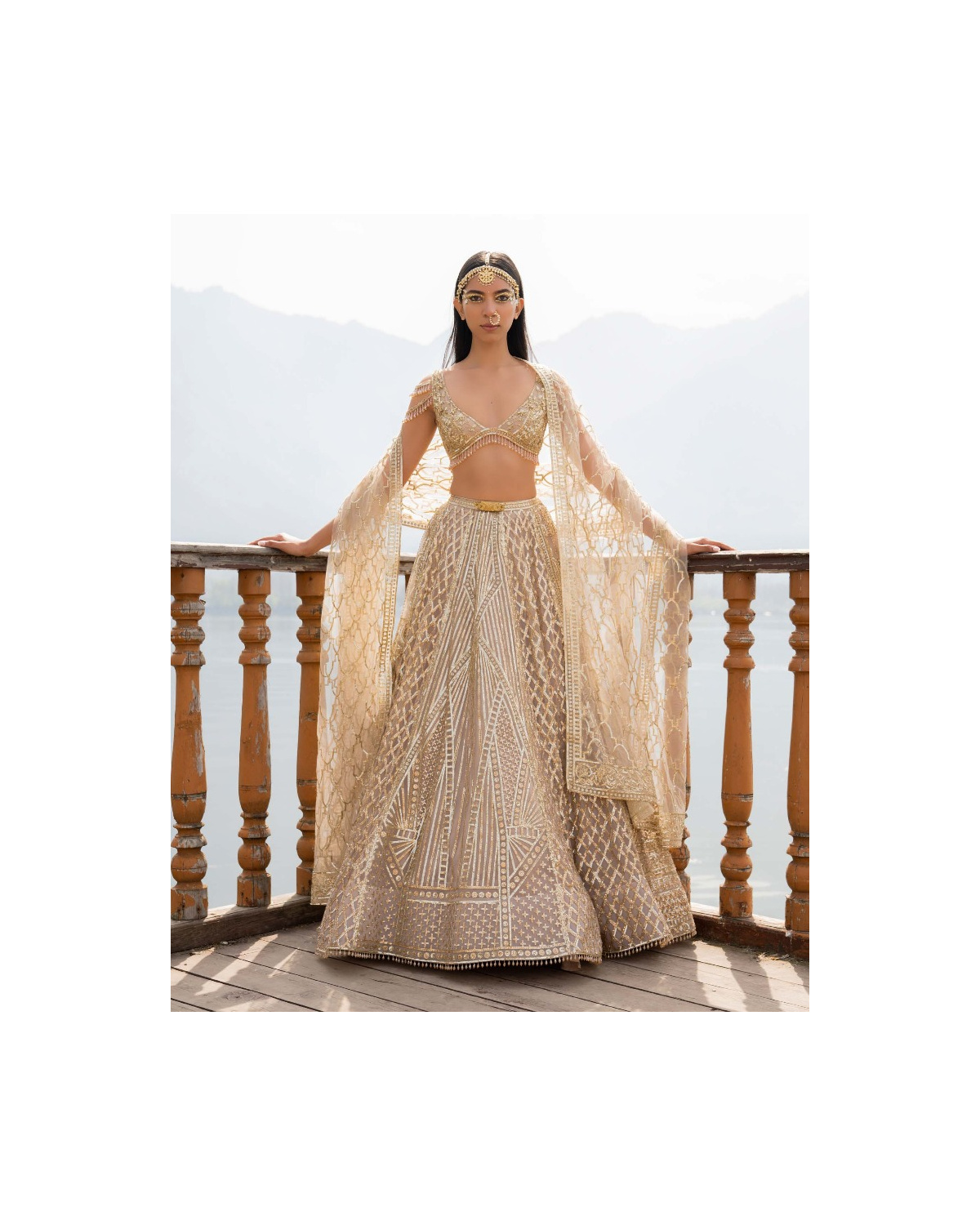 Ally Light Beige Lehenga Set With Geometric Motifs