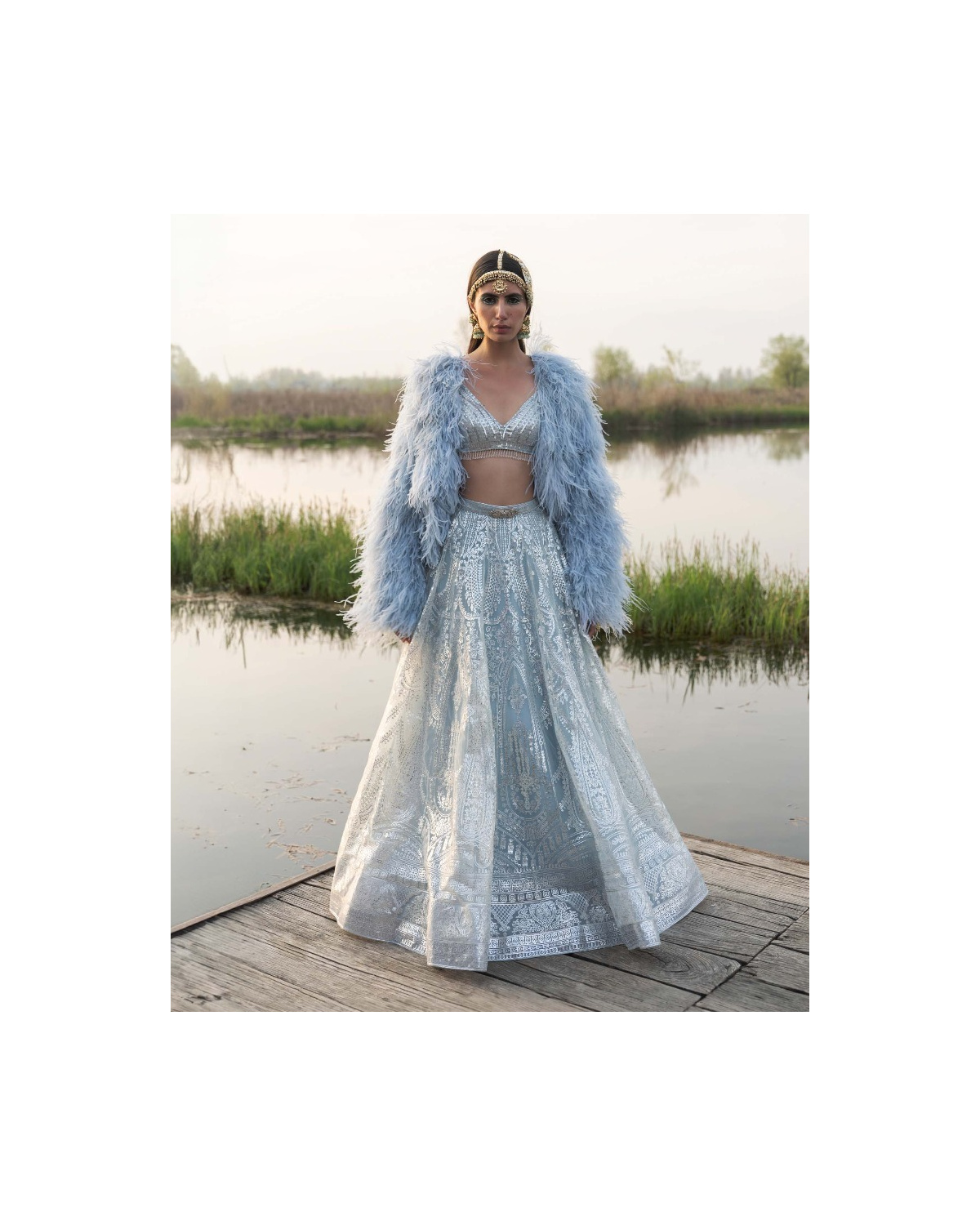 Ainsley Baby Blue Lehenga Set With Traditional Motifs