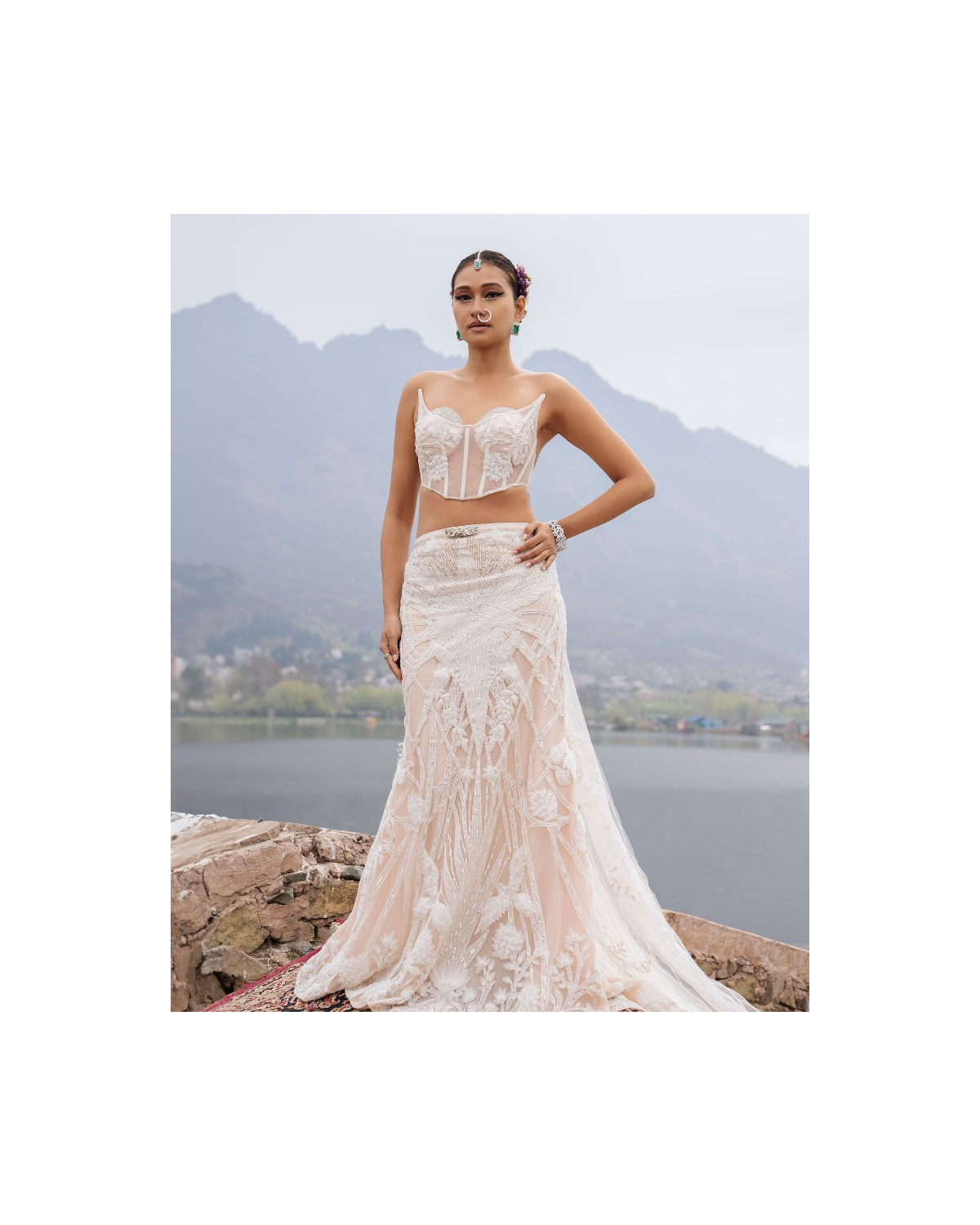 Cassandra Ivory Lehenga Set With Intricate Floral Motifs