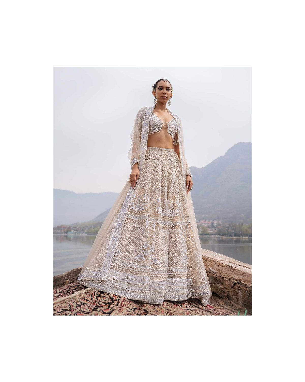 Coralina Ivory Lehenga Set With Intricate Threadwork