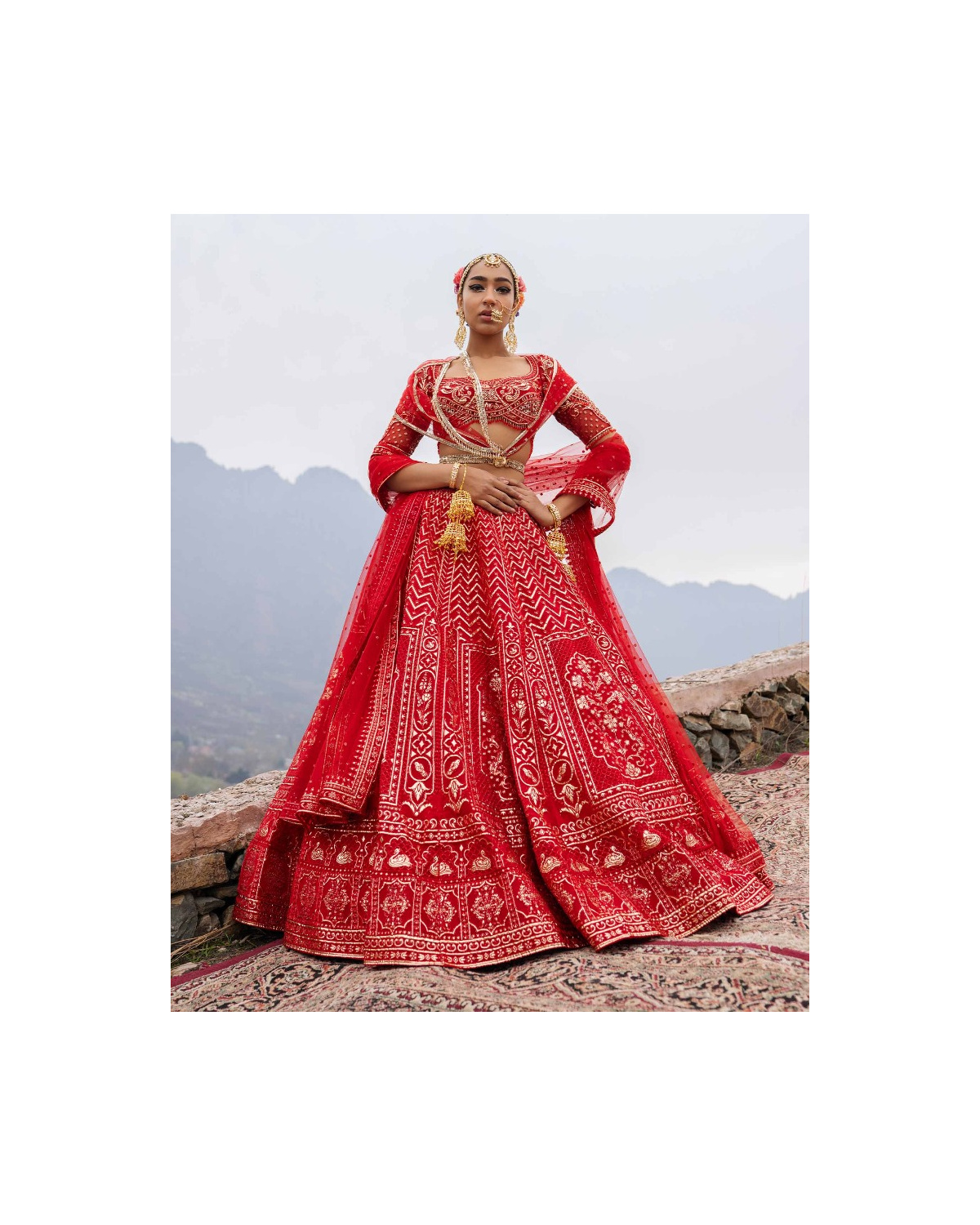 Emerie Faded Peach-based, Silver Lehenga Set With Intricate Threadwork