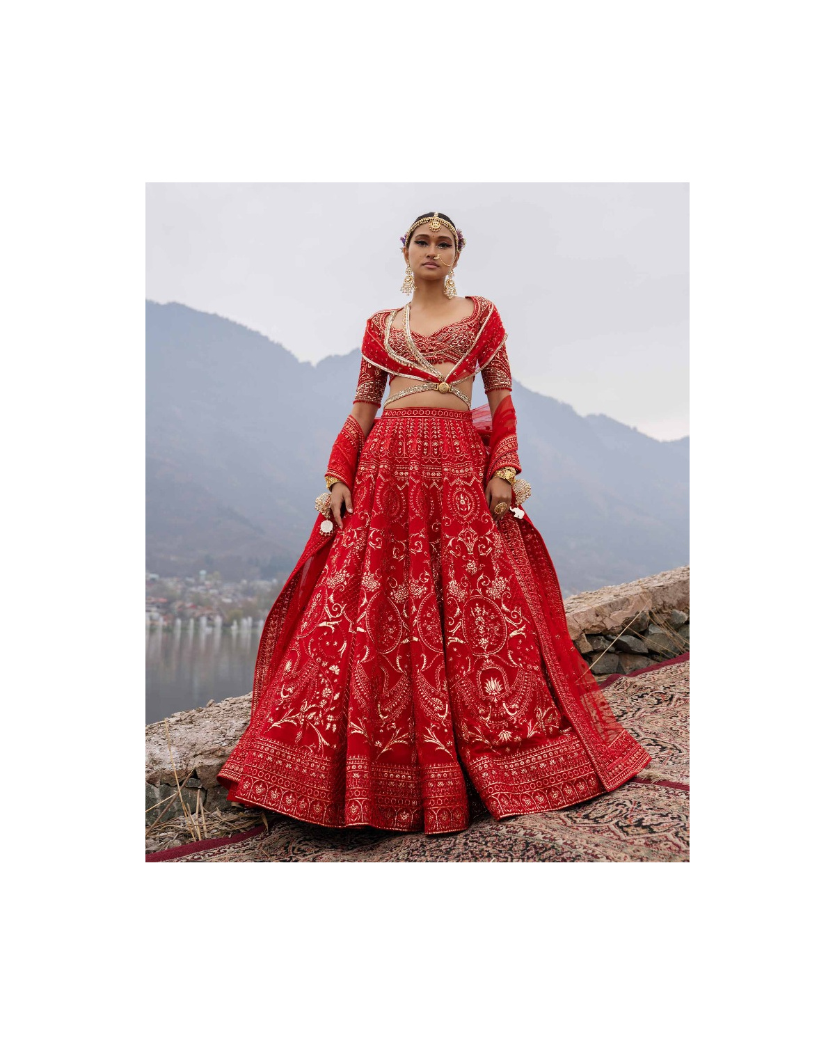 Ellison Red Lehenga Set Featuring Regal And Floral Motifs
