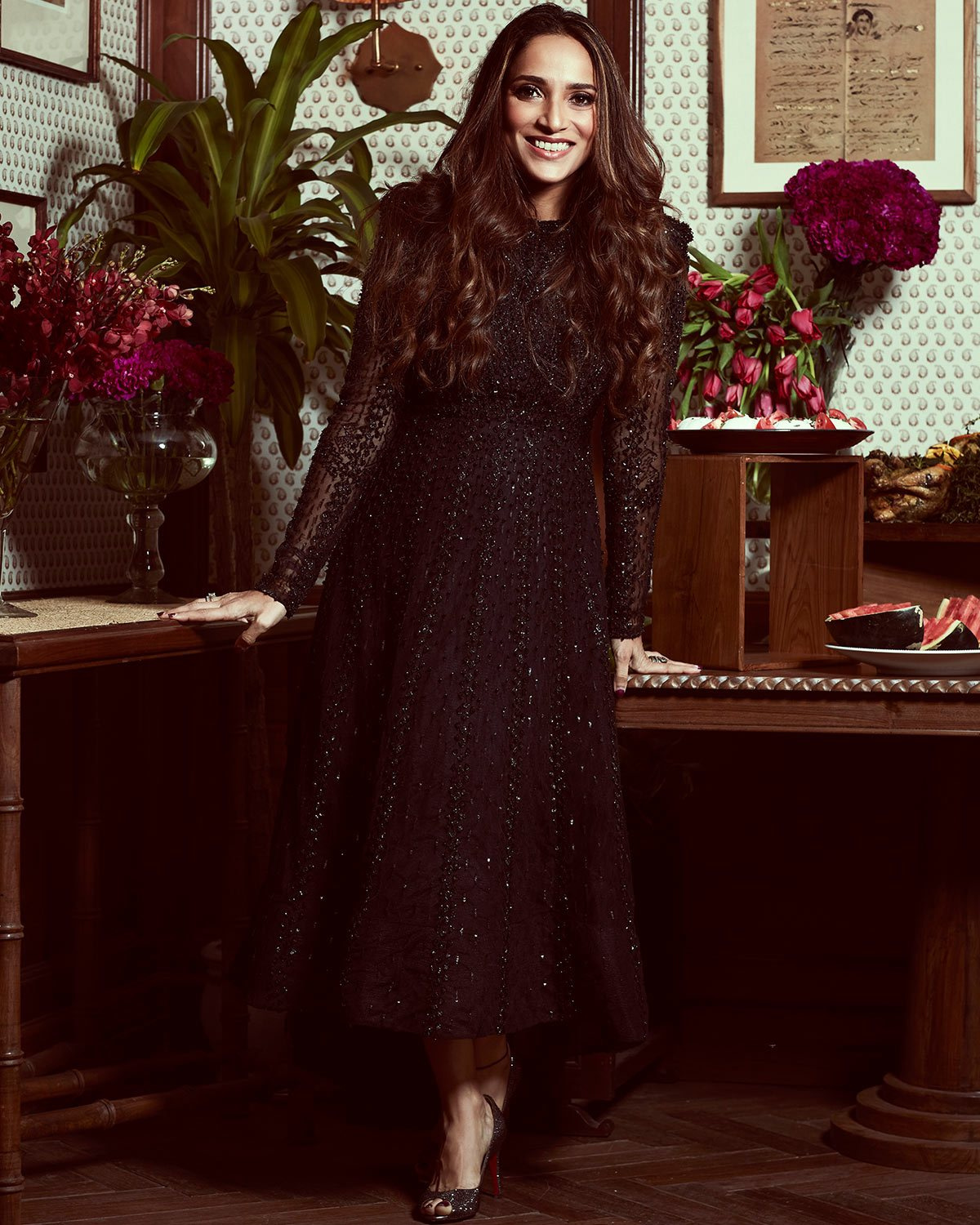 Avantika Kilachand Chrome Applique Gown