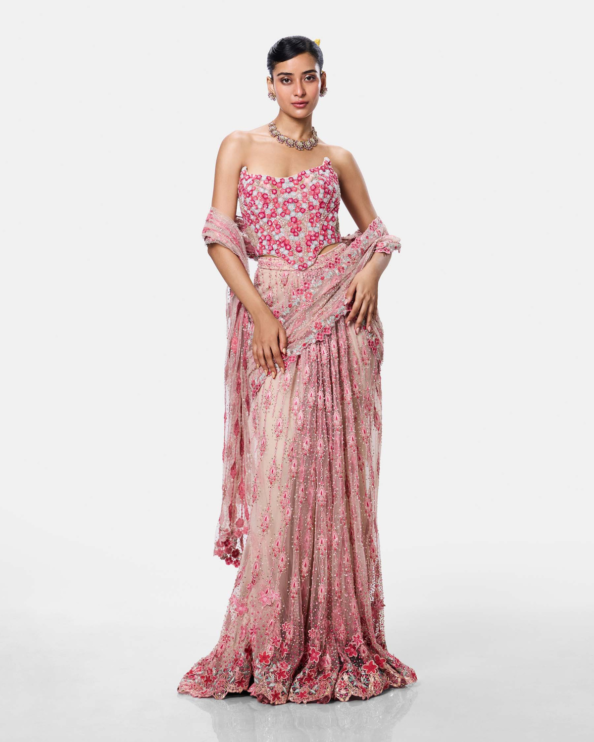 Blush Petal Corset Saree
