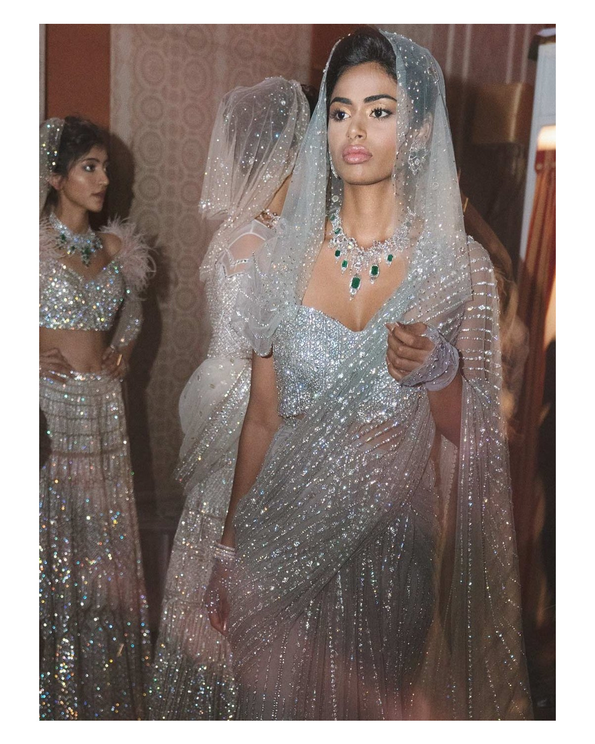 Sylvia Crystal Work Chrome Applique Saree