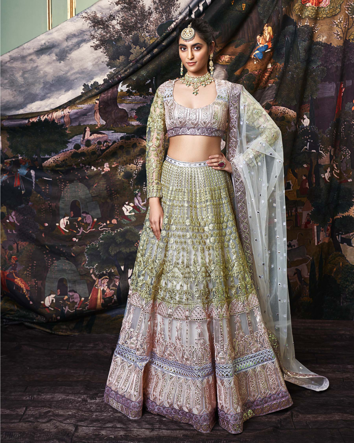 Hayley Light Grey, Tulle Lehenga Set