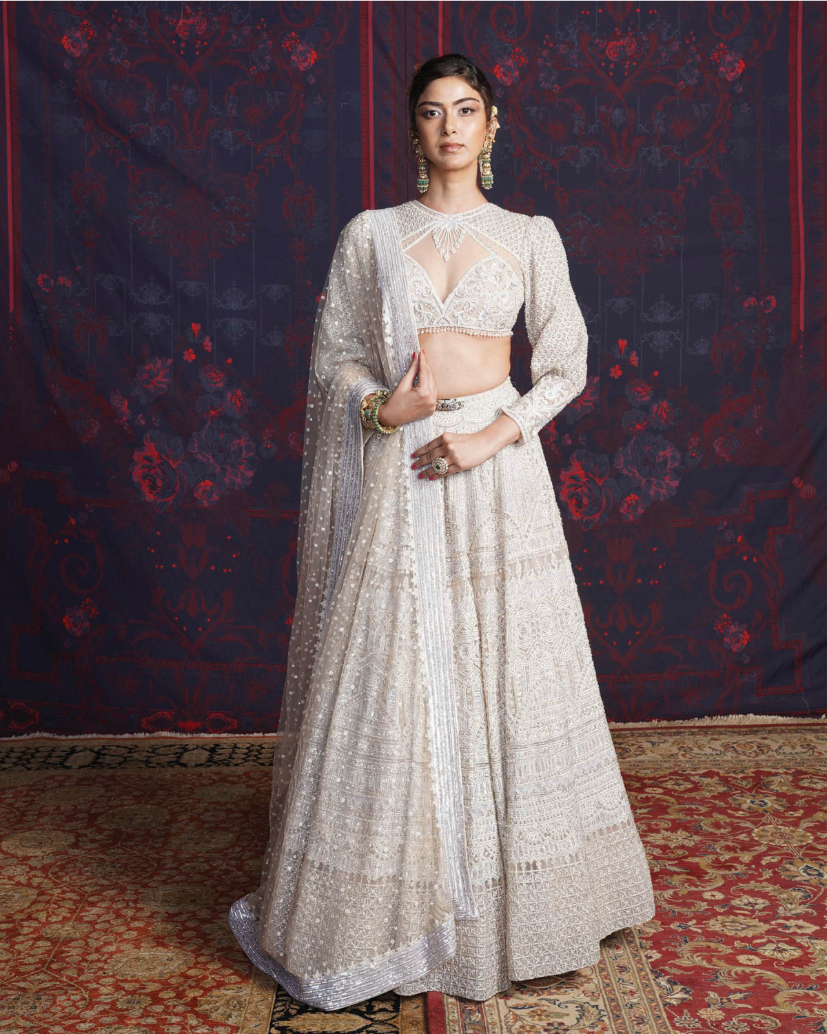 Patricia Beige-based, Ivory Lehenga Set With A Dupatta