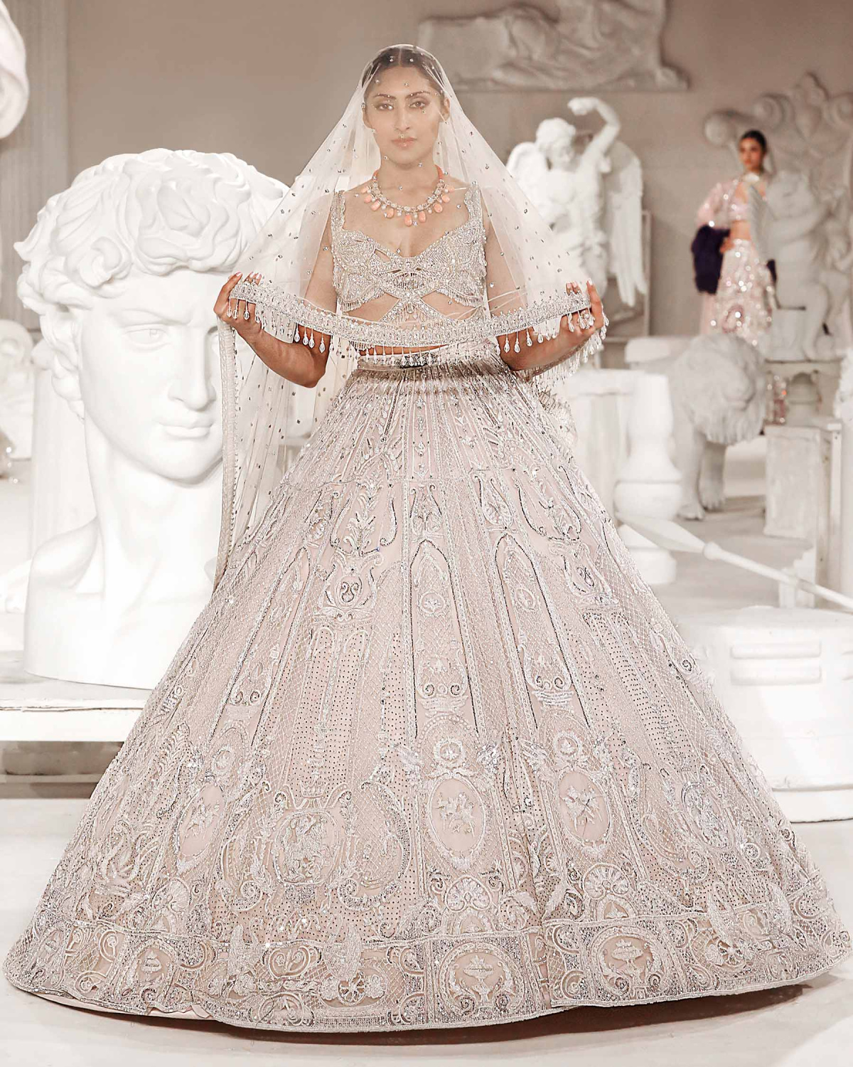 Marina Pale Pink-based, Ivory Lehenga Set With Butterfly-style