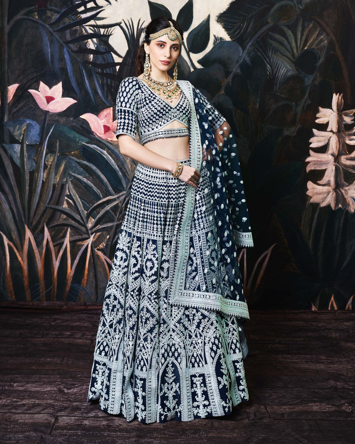 Lucy Deep Blue Georgette Lehenga Set