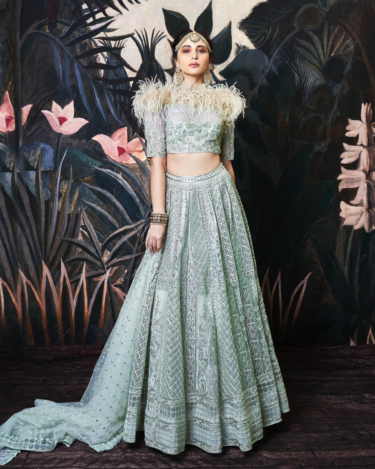 Margot Light Grey, Tulle Lehenga Set