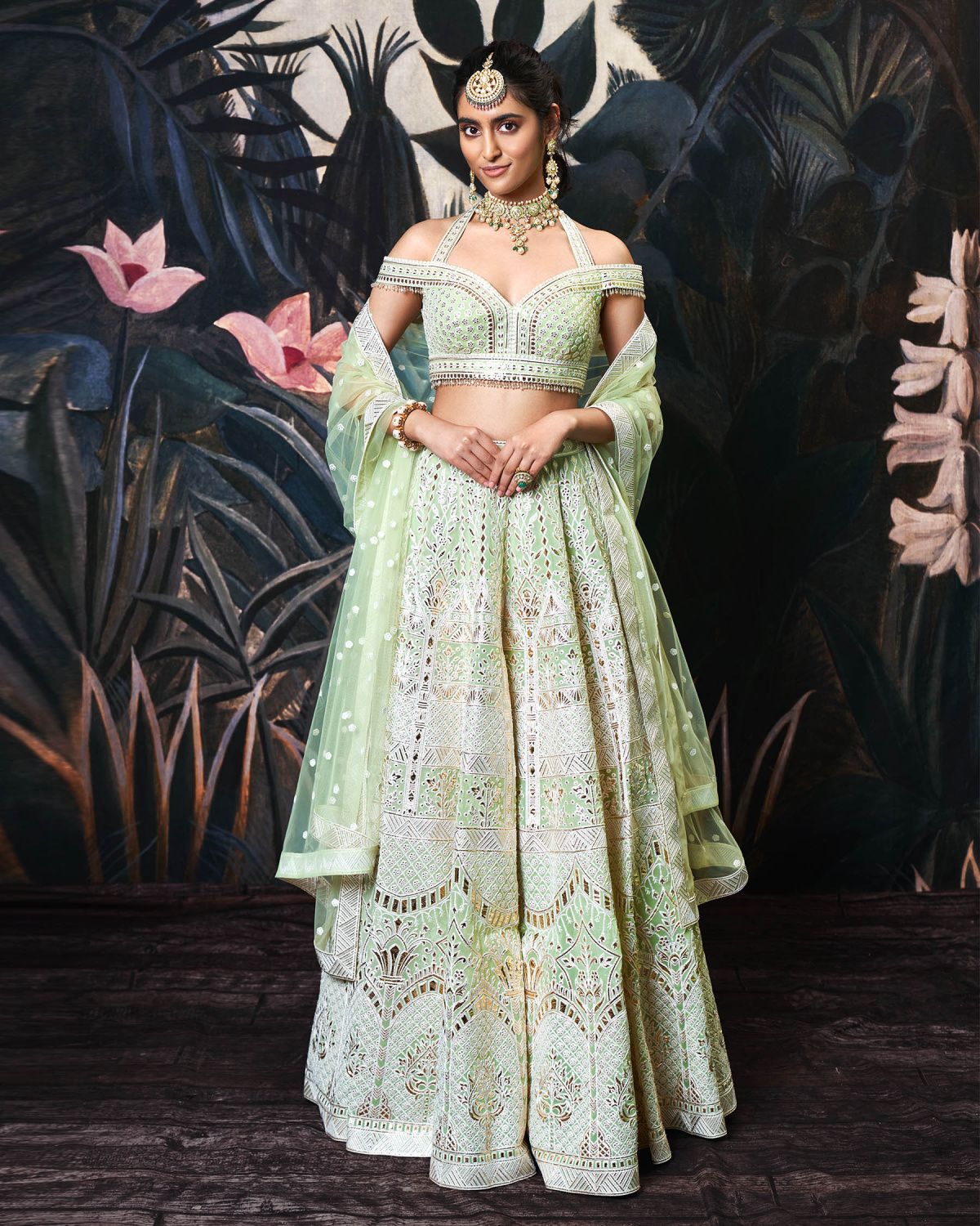 Mila Mint Green Georgette Lehenga Set