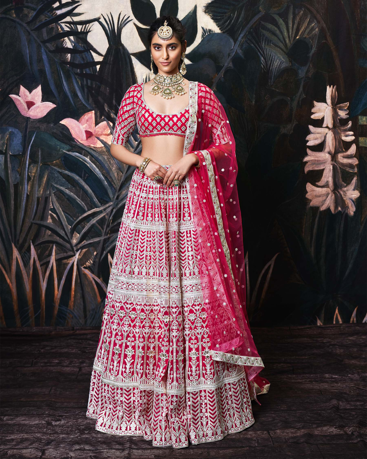 Nina Fuchsia Pink Georgette Lehenga Set