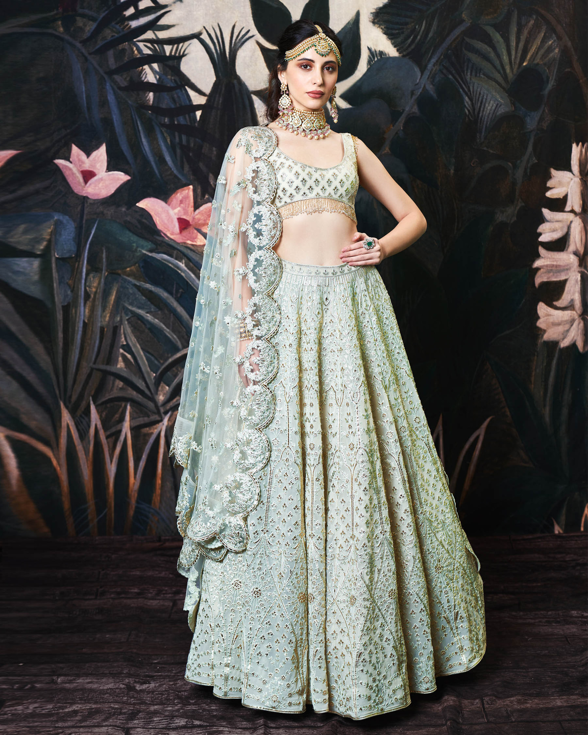 Olivia Light Green Georgette Lehenga Set