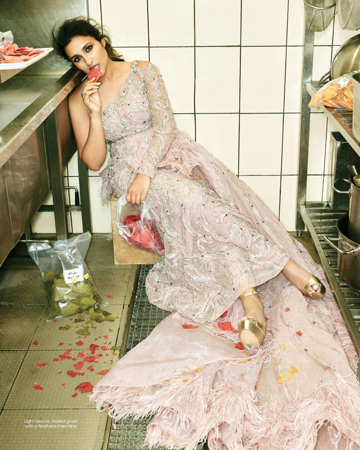 Parineeti Chopra Light Mauve, Trailed Gown