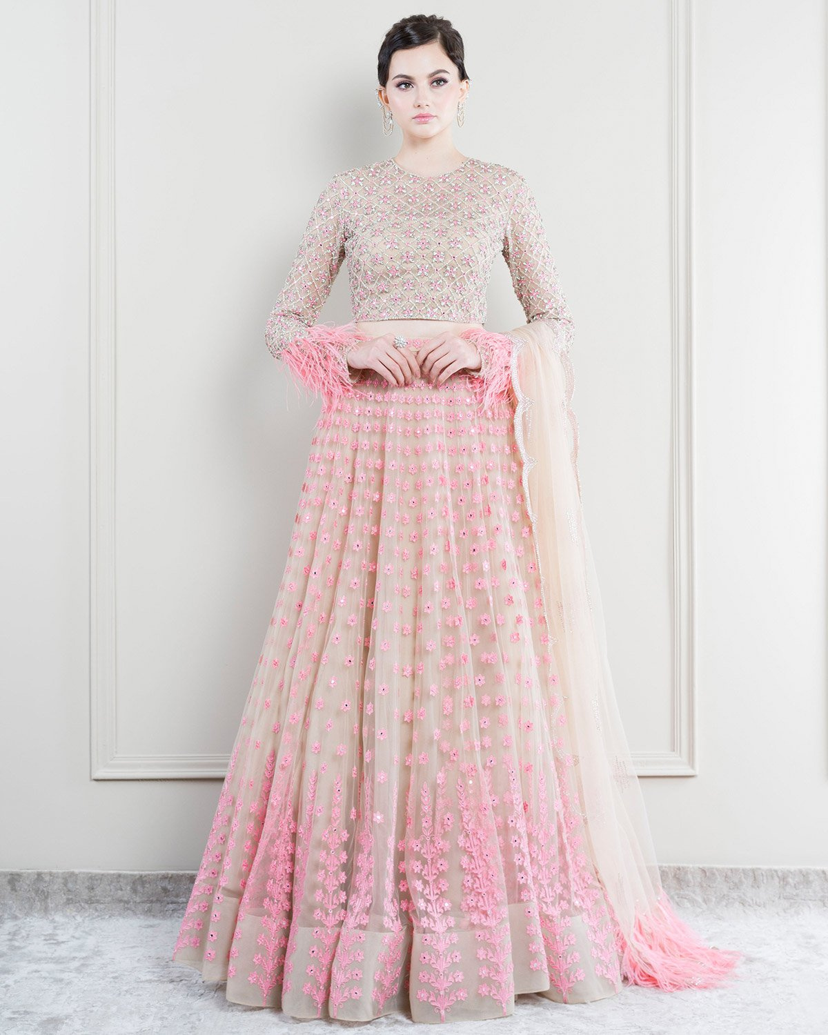 Romina Pink And Beige Lehenga