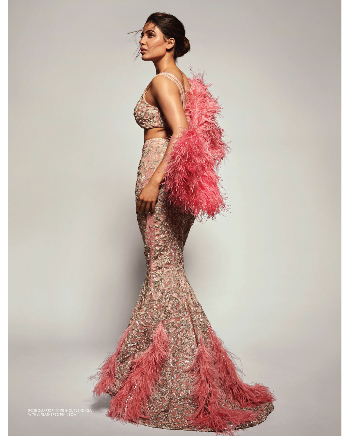 Samantha Rose Quartz Pink Fish-cut Lehenga