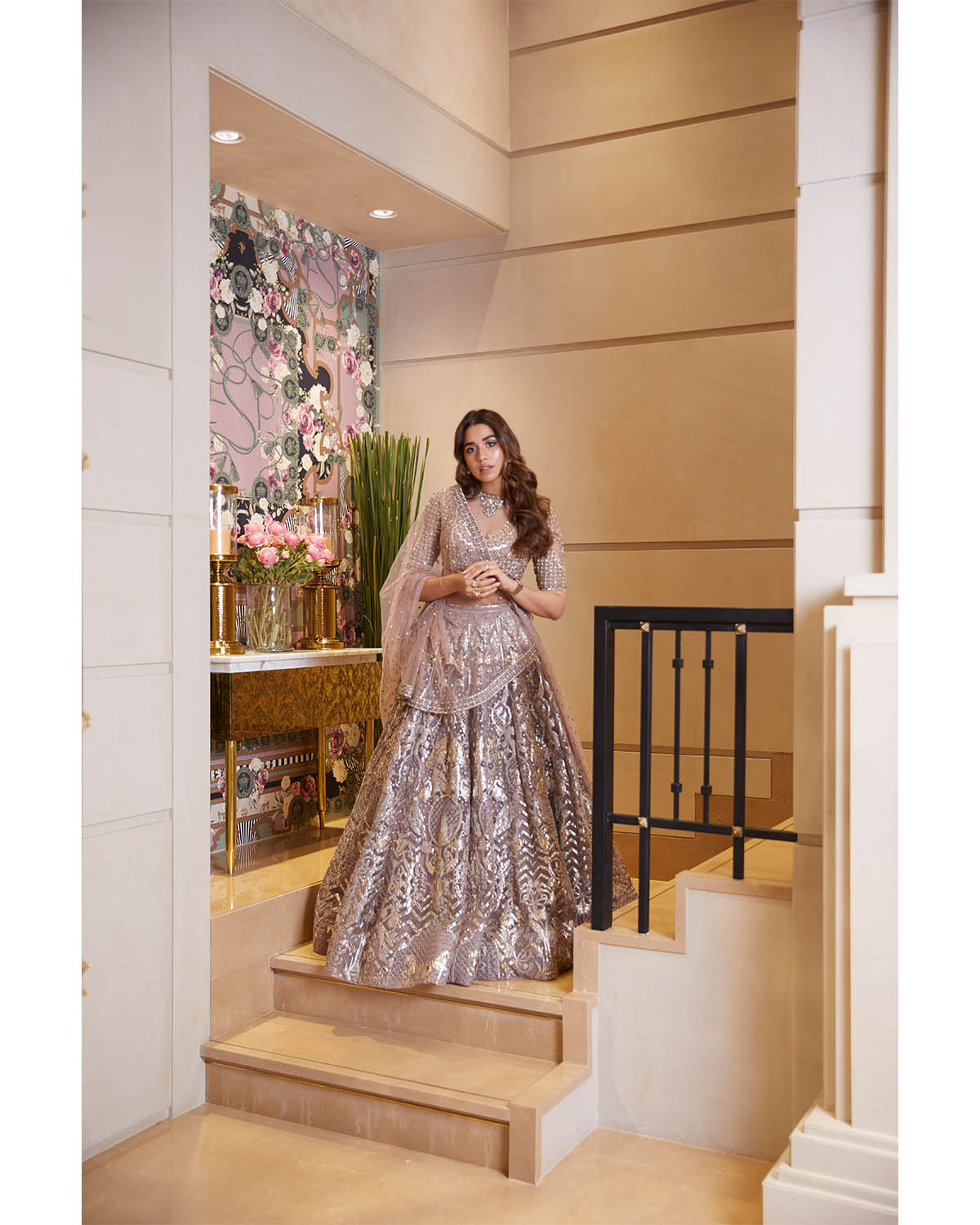 Summiyaa Shah Mauve Lehenga With Silk Threadworks