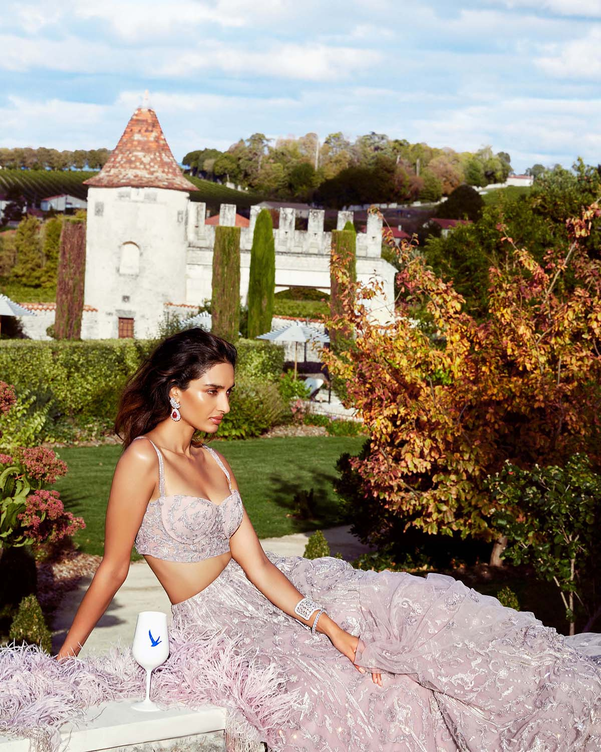 Pink Ball Gown Style Lehenga Adorned With Intricate Embroidery