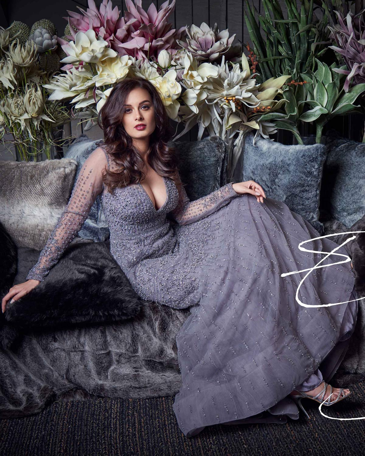 Light Blue Hand Embroidered Gown
