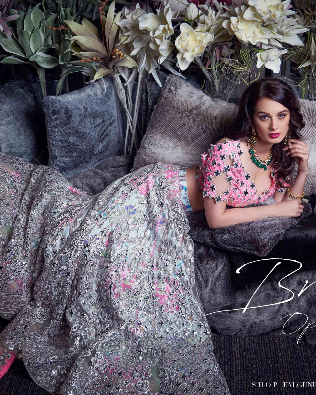 Silver Lehenga With Pink Top Sets