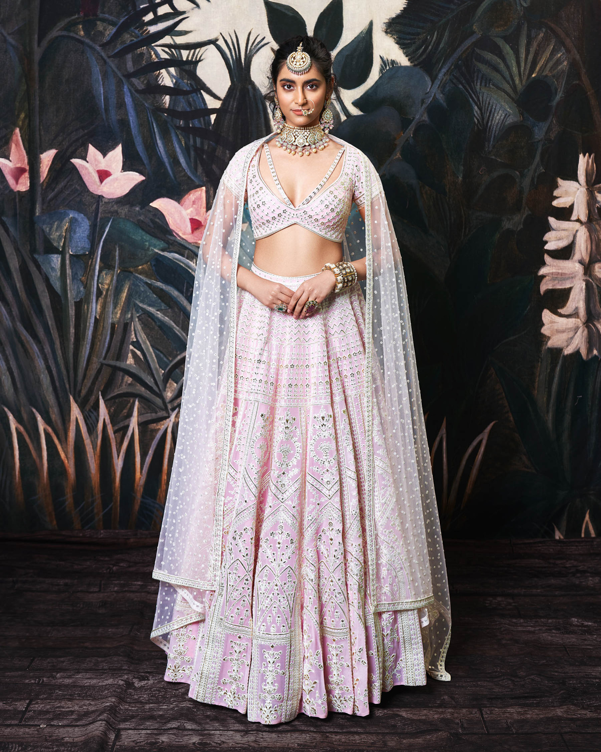 Veronica Light Pink Georgette Lehenga Set