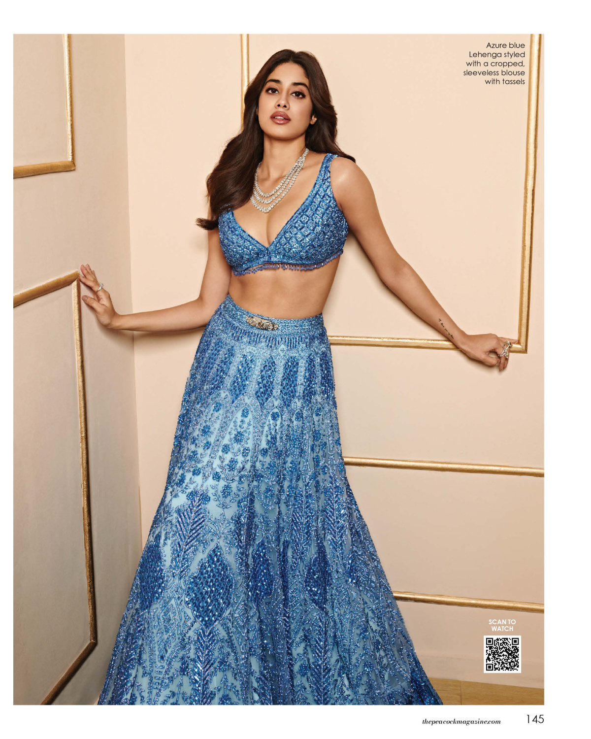 Janhvi Kapoor Azure Blue Lehenga Styled With A Cropped