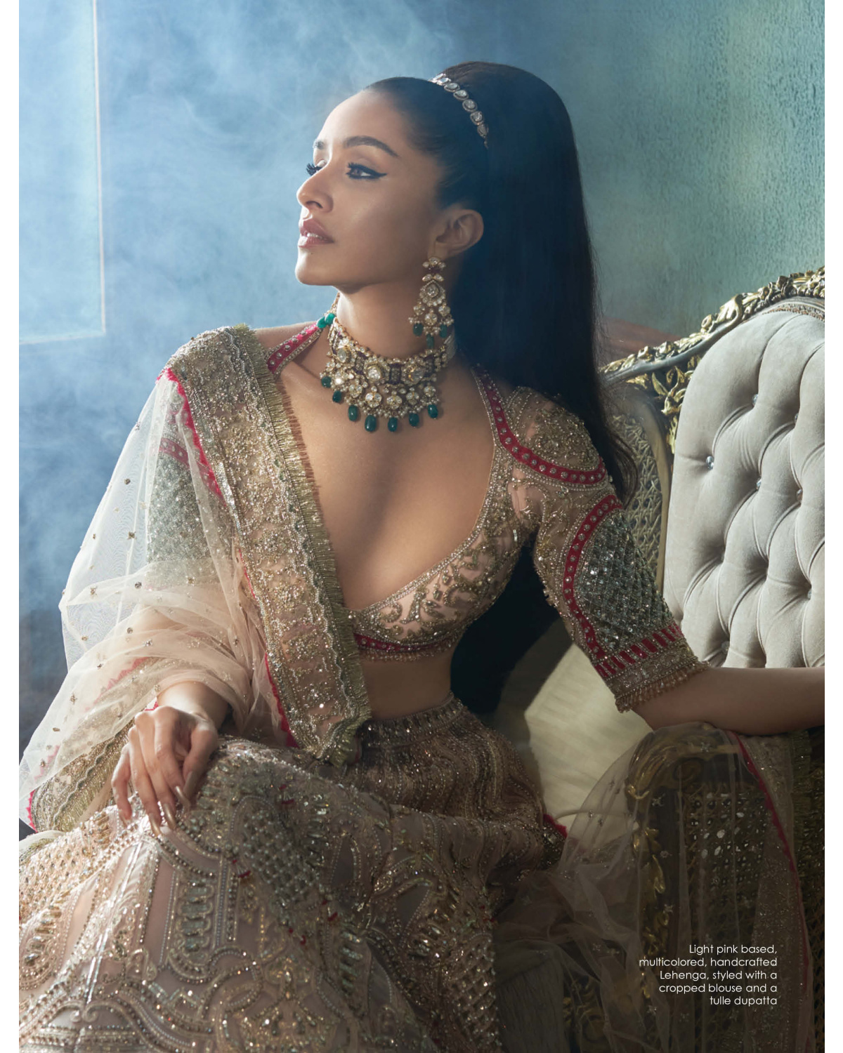Shraddha Kapoor Light Pink Based, Multicolored, Handcrafted Lehenga