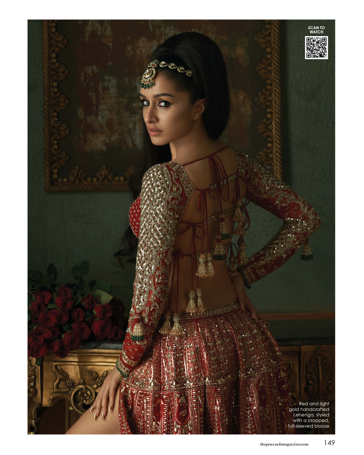 Shraddha Kapoor Red And Light Gold Handcrafted Lehenga
