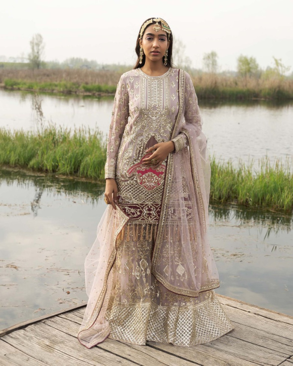 dress with sharara for Party Including A Tulle And Soft Net Dupatta White Sharara Suits for Women