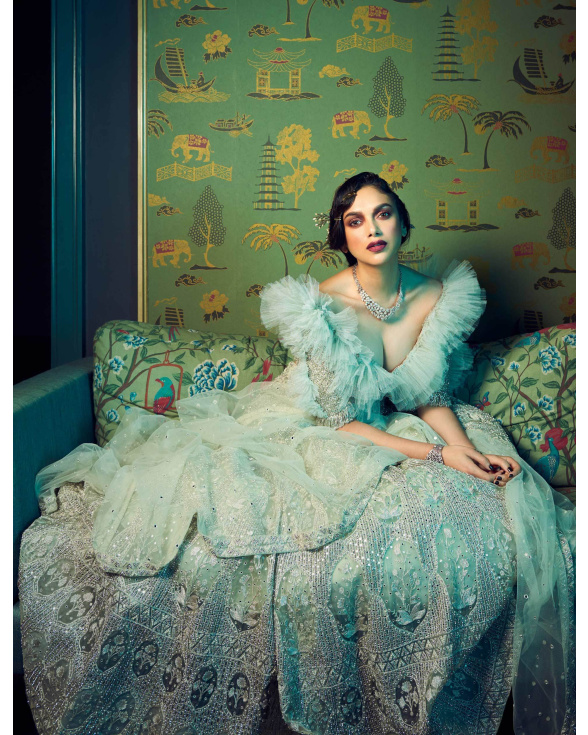 Aditi Rao Hydari Sky Blue Long Lehenga Set