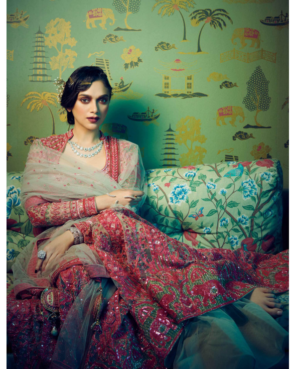 Aditi Rao Hydari Embroidered Red Lehenga Set