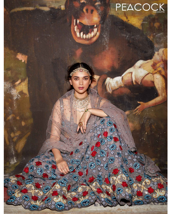 Buy Design Grey Embroidered Lehenga Set - Falguni Shane Peacock