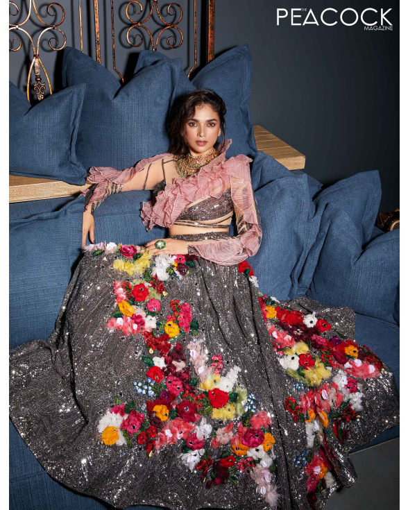 Buy Crystal Work Grey Lehenga Set - Falguni Shane Peacock