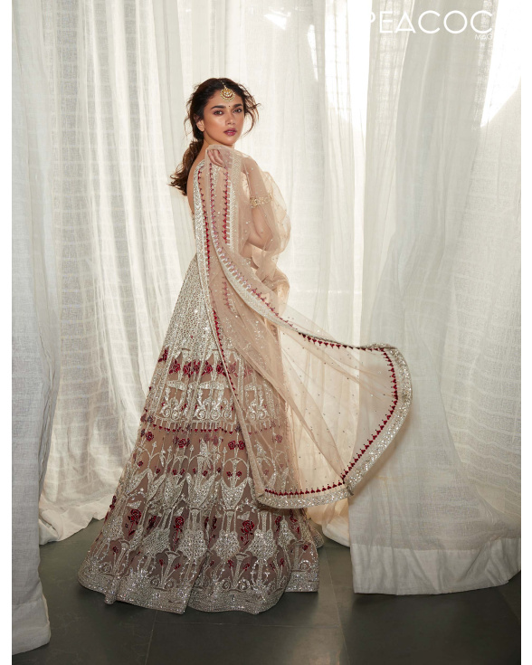 Buy Silver Foil Embroidered Lehenga Set - Falguni Shane Peacock