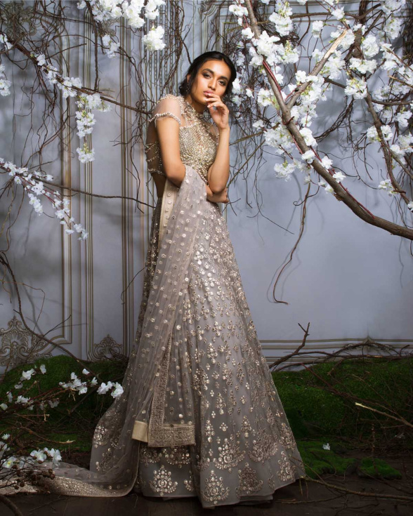 Designer Ashley Gray Bridal Lehenga - Falguni Shane Peacock