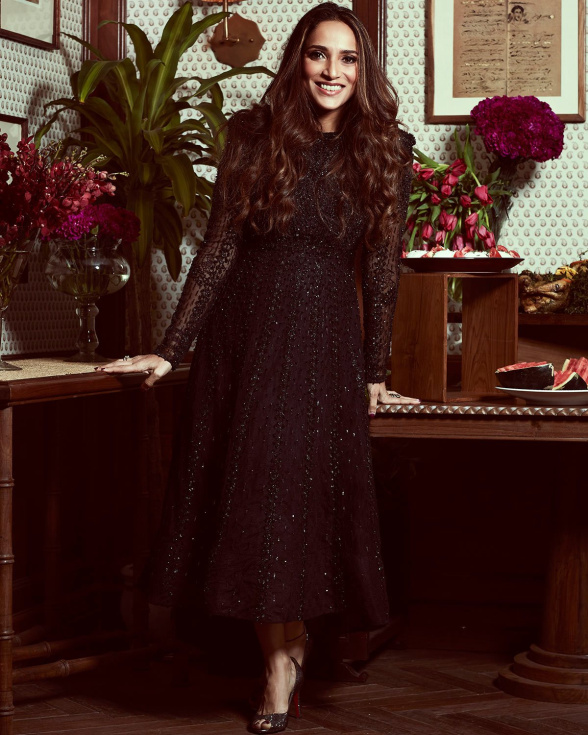 Avantika Kilachand Chrome Applique Gown