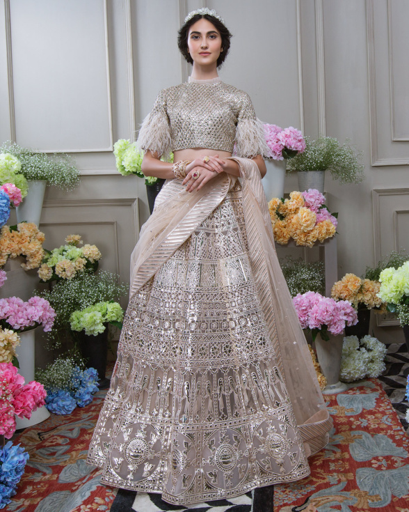 Buy Now Chloe chrome applique Lehenga Set - Falguni Shane Peacock