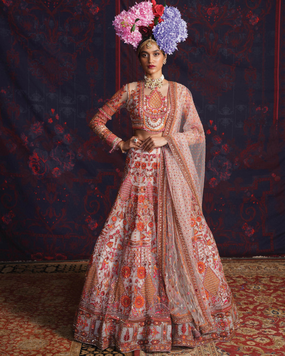 Margot Multicolored Lehenga Set With A Full-sleeves Blouse