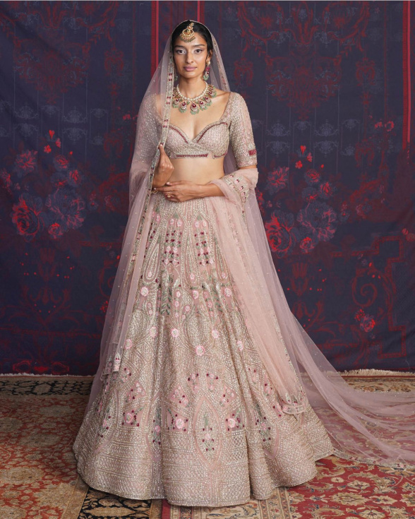 Elise Pink-based, Multicolored Lehenga Set