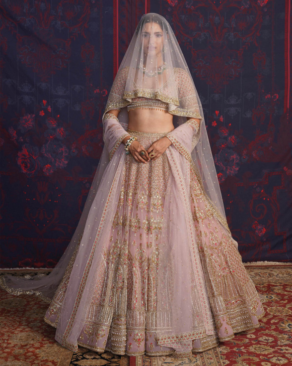 Nicole Pink-based, Multicolored Lehenga Set