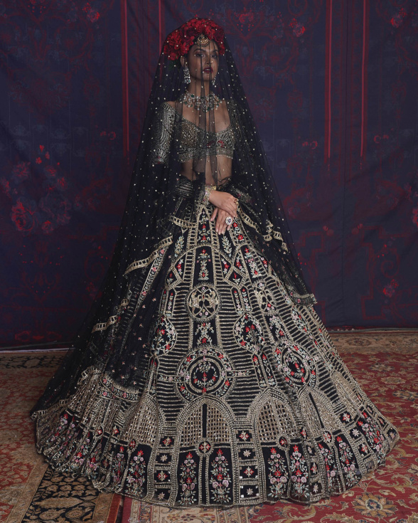 Rosa Black, Multicolored Lehenga Set