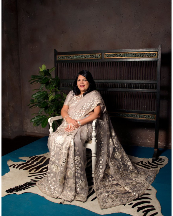 Falguni Nayar In Chrome Applique Saree Set