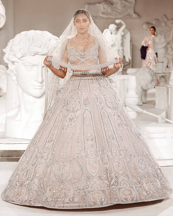 Marina Pale Pink-based, Ivory Lehenga Set With Butterfly-style