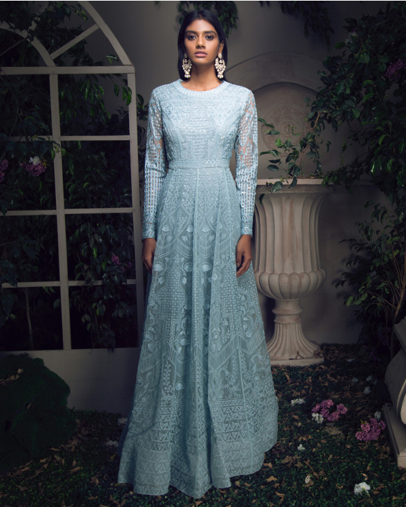 Buy Joanne Bleached embroidered Anarkali Set - Falguni Shane Peacock