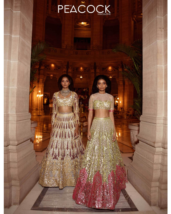 Buy Savoir Faire Gold Pink Lehenga Set - Falguni Shane Peacock