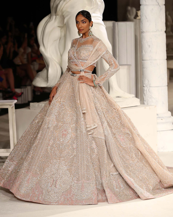 Kayla Lehenga Set Light Pink Silver Architectural Motifs