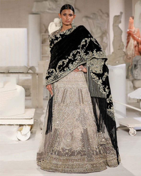 Lena Lehenga Set Light Beige Multicoloured Architectural Motifs