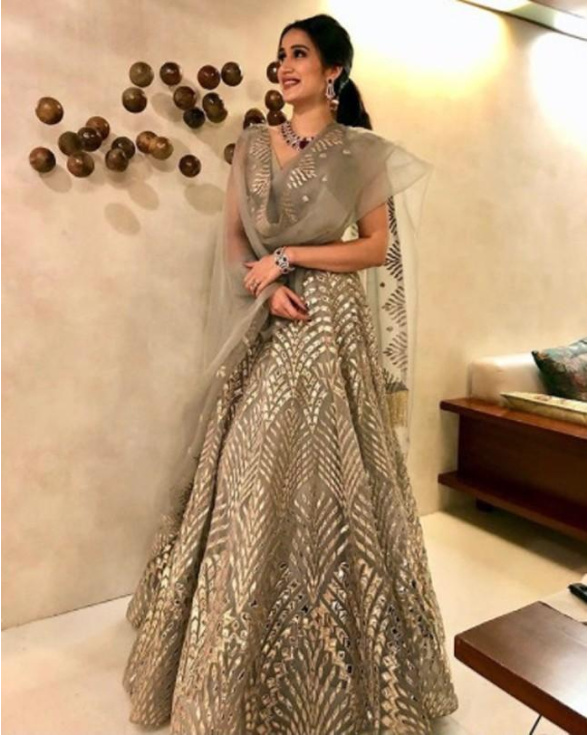 Sagarika Ghate In Chrome Applique Lehenga